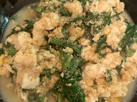 味付けは塩だけ！春菊と豆腐チャンプル